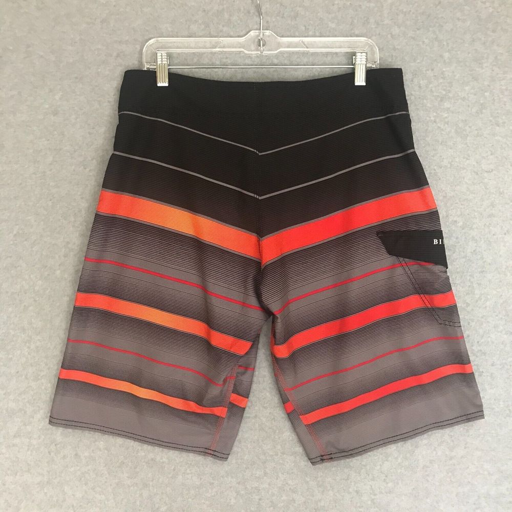 BILLABONG Platinum Board Shorts Mens 34‎ Black Orange Striped Swim Trunks PX3 - Picture 2 of 10